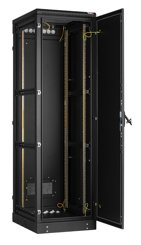 Напольный шкаф 19", 42U, промышленный, цельнометаллические двери, степень защиты IP54, Ш600хВ2070хГ800мм, черный