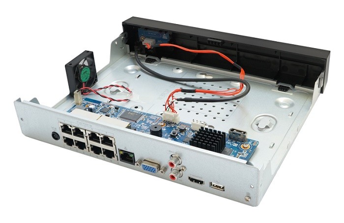 IP Видеорегистратор до 8х каналов с PoE (IEEE802.3at/af); 80 Мбит/с; разрешение записи до 12Мп; Smart H.265/H.264/MJPEG; 1 SATA порт 16Tб; 2 USB2.0;&nbsp;&nbsp;Compact 1U; DC48V/2A; -10°C~+55°C