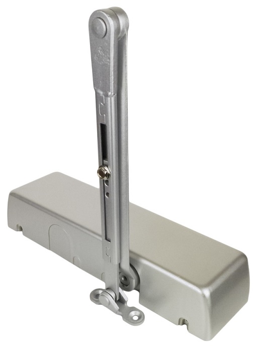 2-х скоростной дверной доводчик, от 120 до 160 кг,&nbsp;&nbsp;Усилие: EN 6/7 (EN1154). Регулировка мощности пружины. Функция ветровой тормоз (Back Check), задержка закрывания (Delay Action), (Latch Speed). В комплекте: кронштейн для параллельной установки доводчика, декоративный пластмассовый кожух. -45...+50 °С. 282х57х51 мм. Масса 5500 г. Цвет: серебро.