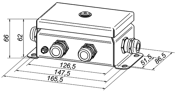 Коробка монтажная общепромышленные, оцинкованная сталь 1,2мм, IP66, 86х126х62 мм, 6 вводов