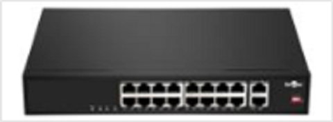 Неуправляемый коммутатор, 16 RJ-45 POE портов (10/100 Мбит/с), 2 RJ-45 Uplink порта (1000 Мбит/с), бюджет на порт до 30 Вт, общий бюджет до 250 Вт.
