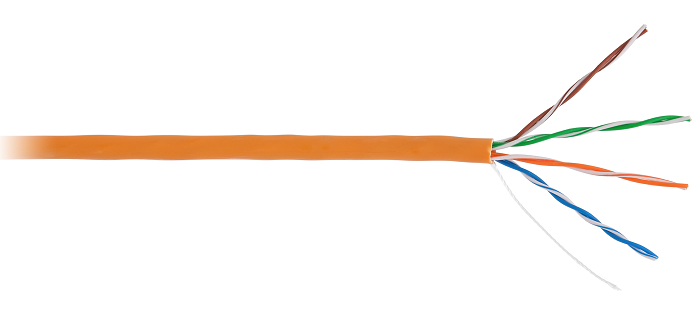 EC-UU004-5E-LSZH-OR-1 - Кабель U/UTP 4 пары, Кат.5e (Класс D), 100МГц, одножильный, BC (чистая медь), внутренний, LSZH нг(B)-HF, оранжевый, 100м Кабель U/UTP 4 пары, Кат.5e (Класс D), 100МГц, одножильный, BC (чистая медь), внутренний, LSZH нг(B)-HF, оранжевый, 100м