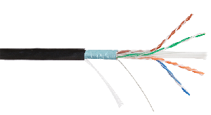 Кабель F/UTP 4 пары, Кат.6a (Класс Eа), тест по ISO/IEC, 500МГц, одножильный, BC (чистая медь), 23AWG (0,57мм), внешний, PE, черный, 500м