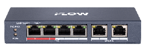 Коммутатор, L2, неуправляемый, 4 порта 10/100M RJ45 PoE, 2 uplink порта 10/100M RJ45, 802.3af/at, бюджет PoE 35 Вт, поддержка режима передачи до 300м,10Мб/с, CAT6; защита от перенапряжения 6 кВ