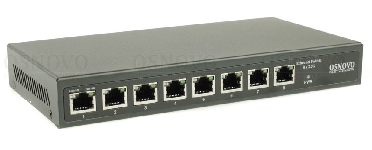 Коммутатор 2.5G Ethernet на 8 RJ45 портов. Порты: 8 x 2.5G (10/100/1000/2500Base-TX). Auto MDI/MDIX. Встроенная грозозащита 3кВ. В комплекте БП DC12V(2A). 223x28x113мм. -10...+55 гр. С.