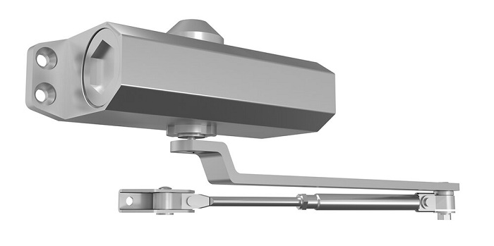 Доводчик дверной для двери весом до 80 кг, рычаг с квадратным отверстием, цвет: серебряный. Температура застывания гидравлической жидкости&nbsp;&nbsp;-60°С