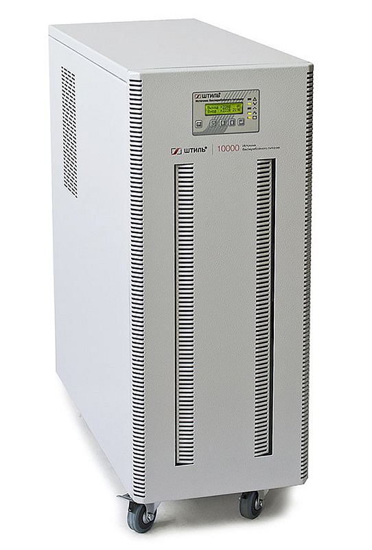 Источник бесперебойного питания напольный, on-line (с двойным преобразованием), чистая синусоида, 10000 ВA (8000 Вт); U-вх.220 В; U-акб.192 В, I-заряд.1…4 А, 16 батарей 12 В 9 А·ч; ЖК-дисплей; клеммное подключение (L, N, PE); холодный старт, совместим с генератором; IP20, t-раб.+5...+40°C, 660х250х572 мм