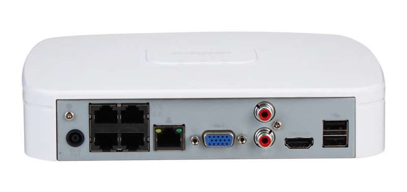 4-канальный IP-видеорегистратор с PoE, 4K и H.265+, ИИ, Входящий поток до 80Мбит/с; H.265+, H.265, H.264+, H.264, MJPEG; записи до 12Мп; 1 SATA III до 20Тбайт; воспроизведение: 4кн@1080p, 1кн@12Мп; видеовыходы: 1 HDMI, 1 VGA; cеть: 1 RJ45 100Мбит/с, 4 RJ45 100Мбит/с (PoE/PoE+, до 36Вт); aудиовх/вых: 1/1; питание: 53В(DC); видеоаналитика (все кн): SMD Plus; видеоаналитика с камер (все кн): охрана периметра, SMD