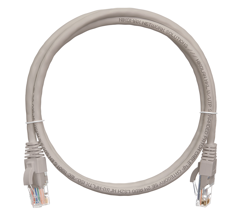 Коммутационный шнур U/UTP 4 пары, Кат.5е, 2хRJ45/8P8C, T568B, Molded, PVC, серый, 10 метров