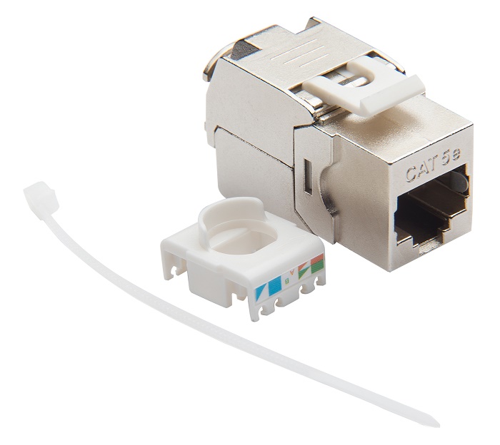 Модуль Keystone кат.5e, STP, 1xRJ45, T568A/B, без инструмента, белый