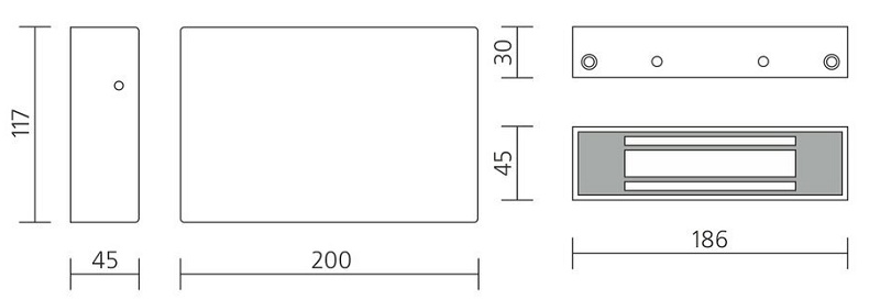 Замок электромагнитный предназначен для запирания пластиковых дверей. 9-15VDC, усилие удержания 240кг,