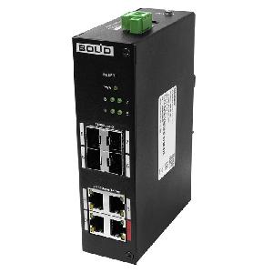 Управляемый сетевой коммутатор ; 4 порта SFP 1000 Мбит/с, 4 порта RJ-45 10/100 Мбит/с (PoE); Стандарты PoE: PoE(802.3af), PoE+(802.3at), Hi-PoE (1 порт), Бюджет PoE 96 Вт; -30°C~ +65°C 