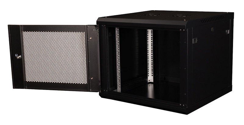 Шкаф 19" телекоммуникационный настенный, 9U 501х600х600 мм, дверь перфорация, черный