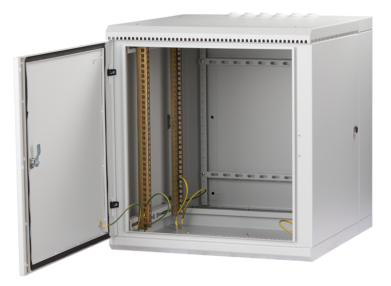 Настенный двухсекционный&nbsp;&nbsp;шкаф 19", 18U, металлическая дверь, промышленный, степень защиты IP55, Ш600хВ904хГ600мм, серый.