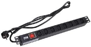 ITK PDU 8 розеток C13 с LED выкл,1U, шнур 2м вилка нем.ст