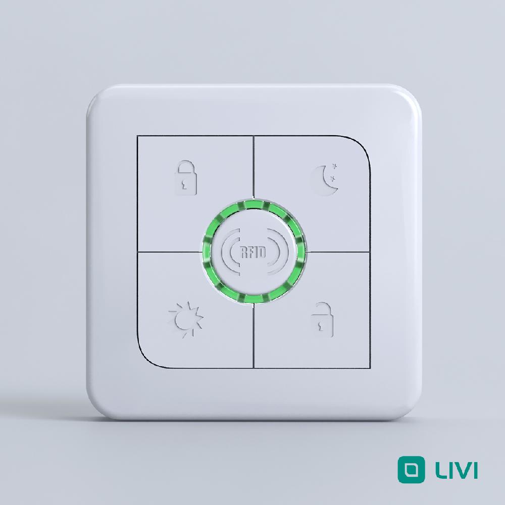 Livi RFID - Беспроводное устройство постановки/снятия с охраны по технологии RFID. Работа с RFID картами стандарта. Диапазон температур от -20 до +50°С, встроенный зуммер оповещения. Беспроводное устройство постановки/снятия с охраны по технологии RFID. Работа с RFID картами стандарта. Диапазон температур от -20 до +50°С, встроенный зуммер оповещения.