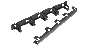 Кабельный органайзер 19", 1U, пластиковый, с крышкой, глубина колец 70мм, черный