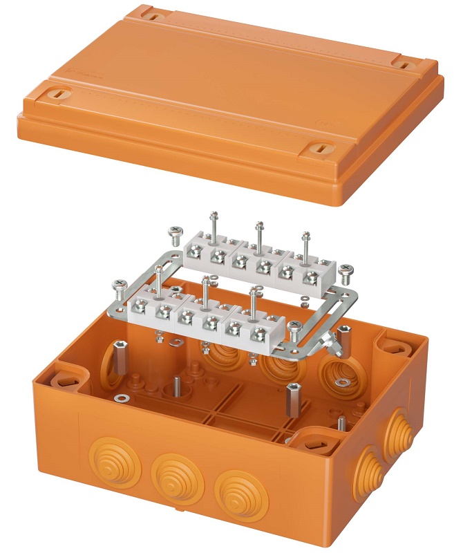 Коробка пластиковая FS с кабельными вводами и клеммниками, IP55, 240х190х90 мм, 12р, 450V, 32A, 10 мм2