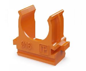 Крепёж-клипса для труб АБС-пластик оранжевая d16 мм (100шт/уп) 