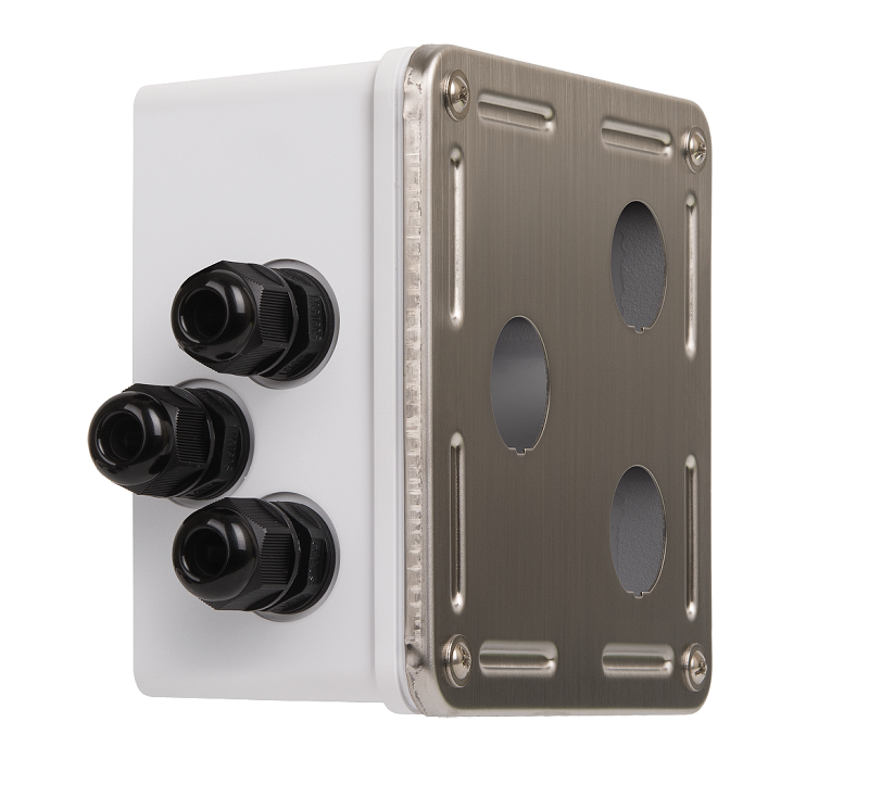 Индустриальный корпус настенной розетки 3 порта, под индустриальные модули-вставки, IP67, с герметичными вводами, металлик