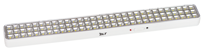 Аварийный светодиодный светильник, Количество SMD - 90 штук, поток 441 люмен, постоянный и непостоянный режим работы (AC/DC), 187-242В, защита аккумулятора от глубокого разряда и перезаряда, свечение до 4 часов, 480х55х30мм , 0,36кг,&nbsp;&nbsp;0…+40, IP41