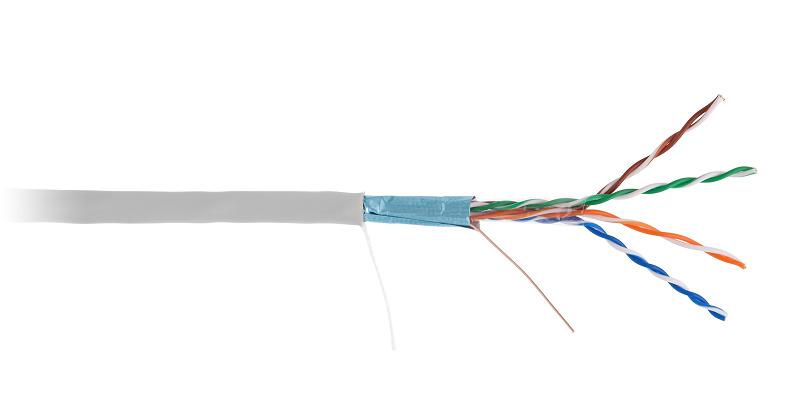 EC-UF004-5E-PVC-GY-1 - Кабель F/UTP 4 пары, Кат.5e (Класс D), 100МГц, одножильный, BC (чистая медь), внутренний, PVC нг(B), серый, 100м Кабель F/UTP 4 пары, Кат.5e (Класс D), 100МГц, одножильный, BC (чистая медь), внутренний, PVC нг(B), серый, 100м
