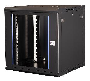 Шкаф 19" телекоммуникационный настенный, 12U 635х600х600 мм, дверь стекло, черный