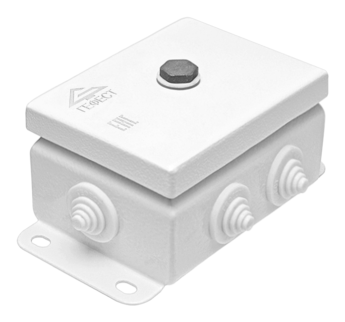 Коробка монтажная огнестойкая IP55, 6 вводов, фарфоровый клеммник 12 контакта, до 10 мм. кв., 86х126х62 мм, Сталь оцинкованная 1,2 мм с полимерным покрытием (белый)