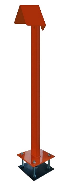 Стойка для кнопки выхода. Защитный козырек от атмосферных осадков, основанием для крепежа, закладная пластина для бетонирования + комплект оцинкованного крепежа, Высота 1130 мм, труба 30х60 мм