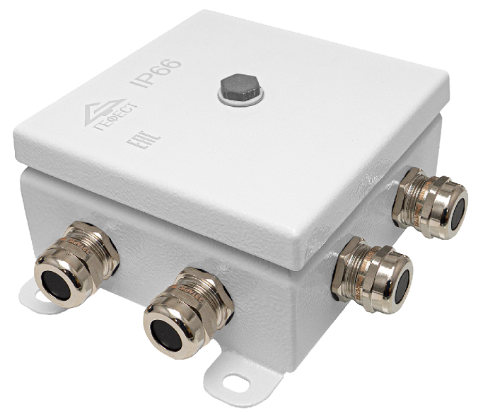 Коробка монтажная общепромышленные, оцинкованная сталь 1,2мм, IP66, 123х123х60 мм, 8 вводов