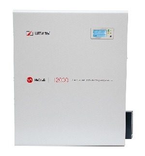 Стабилизатор переменного напряжения инверторный (с двойным преобразованием) однофазный, чистая синусоида; P-нагр.12 кВА/11 кВт, U-вх.165…310 В, U-вых.220…230 В (с шагом 1 В), I-вых.55 A; IP20, t-раб. +5…+40°C, 535х480х103 мм