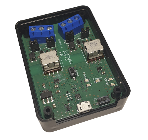 Преобразователь интерфейсов CAN/USB для&nbsp;&nbsp;работы контроллеров ЭРА-CAN v3 в сетевом режиме; два гальванически развязанных CAN-сегмента, длина сегмента до 300 м, до 32 контроллеров на сегмент, автоматическая адресация контролеров, microUSB, U-пит. 5 В (от USB), 50х70х25 мм.
