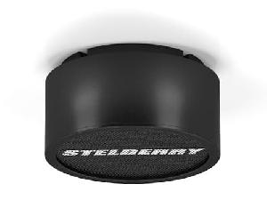 Чёрный потолочно-настенный громкоговоритель на 10 Ватт. Полоса воспроизводимых частот 75...17200 Герц. Встроенный усилитель D-класса. В комплекте идёт громкоговоритель, потолочная площадка и комплект крепежа для установки на подвесной потолок или на стену