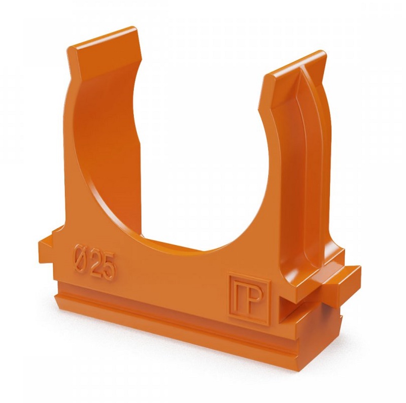 Крепёж-клипса для труб АБС-пластик оранжевая d25 мм (100шт/уп)