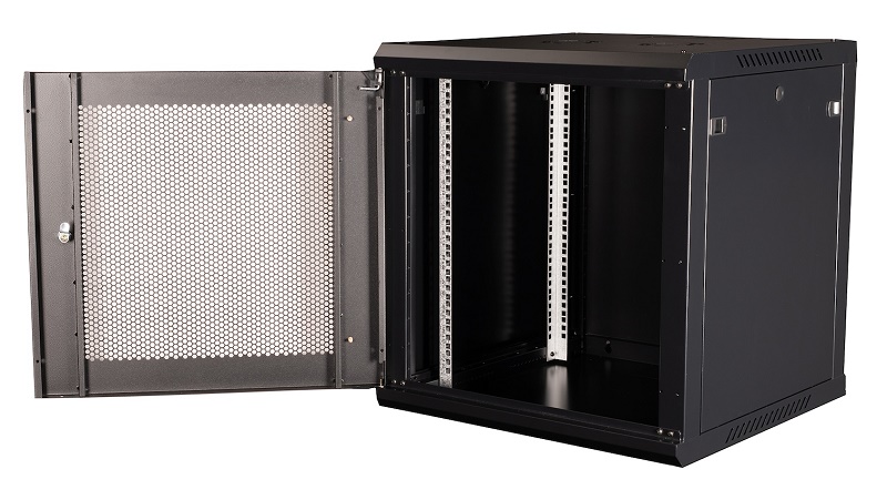 Шкаф 19" телекоммуникационный настенный, 12U 635х600х600 мм, дверь перфорация, черный