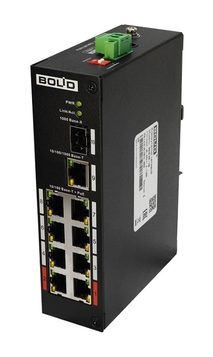 Неуправляемый сетевой PoE коммутатор, 8*10/100 Мб/с (PoE) IEEE802.3af/at 93 Вт