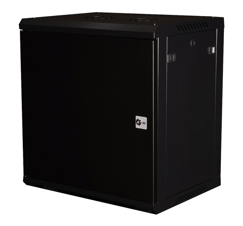 Шкаф 19" телекоммуникационный настенный, 12U 635х600х450 мм, дверь металл, черный