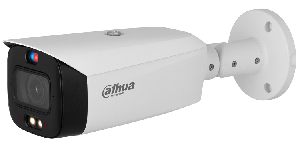 Уличная цилиндрическая IP-видеокамера Full-color с ИИ и активным сдерживанием, 8Мп; 1/2.8” CMOS; моторизованный объектив 2.7~13,5мм (5x); WDR(120дБ); чувствительность 0.004лк@F1.0; сжатие: H.265+, H.265, H.264+, H.264, MJPEG; 3 потока до 8Мп@25к/с; видеоаналитика: SMD 4.0 (интеллектуальный детектор движения), AI SSA (Автоматическая адаптация сцены), пересечение линии, контроль зоны; тревожные вх/вых: 1/1; аудиовх/вых: 1/1; встроенные 2 микрофона и громкоговоритель; LED-подсветка до 40м, ИК-подсветка 50м; сигнализация красно-синей подсветкой; MicroSD до 256Гбайт; защита: IP67; питание: 12В(DC), PoE; корпус: металл+пластик