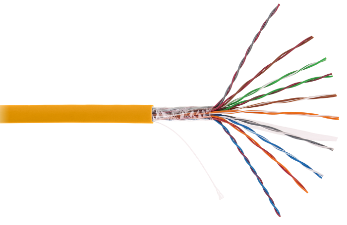 Кабель U/UTP 10 пар, Кат.5 (Класс D), 100МГц, одножильный, BC (чистая медь), внутренний, LSZH нг(B)-HF, оранжевый, 305м