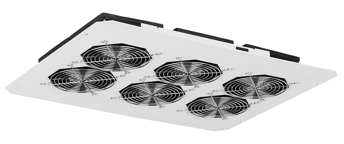 Вентиляторный блок TLK для напольных шкафов серий TFM, TFR-R (глубиной более 600 мм), TFA, 6 вентиляторов, нижние решетки пластиковые с фильтром, без шнура питания, серый