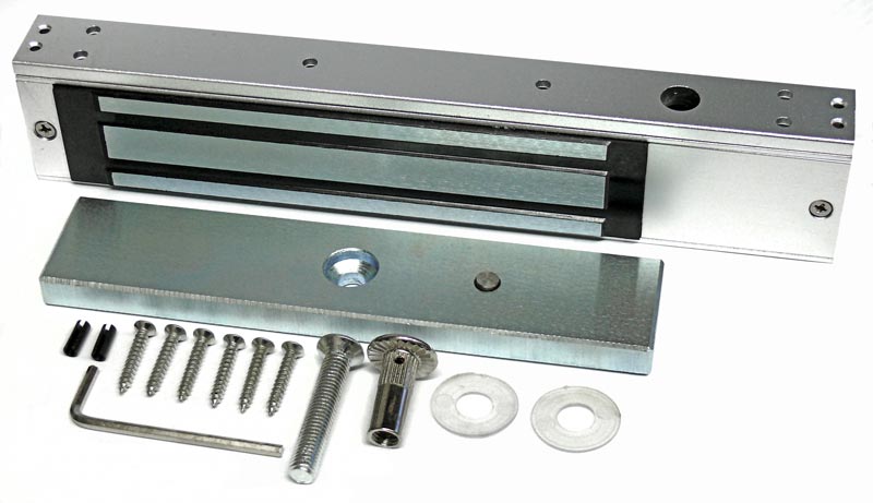 Электромагнитный замок, мониторинг, СИД, внутреннее исполнение, 12 VDC / 500мА или 24VDC / 250мА, усилие 270 кг