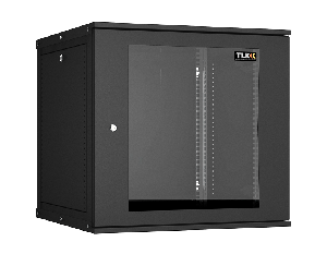 Настенный разборный шкаф TLK 19", 12U, стеклянная дверь, Ш600хВ569хГ600мм, 2 пары монтажных направляющих, черный