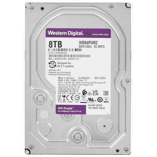 HDD 8Tb Жесткий диск SATA-III 8Tb Purple (5640rpm) 128Mb 3.5"