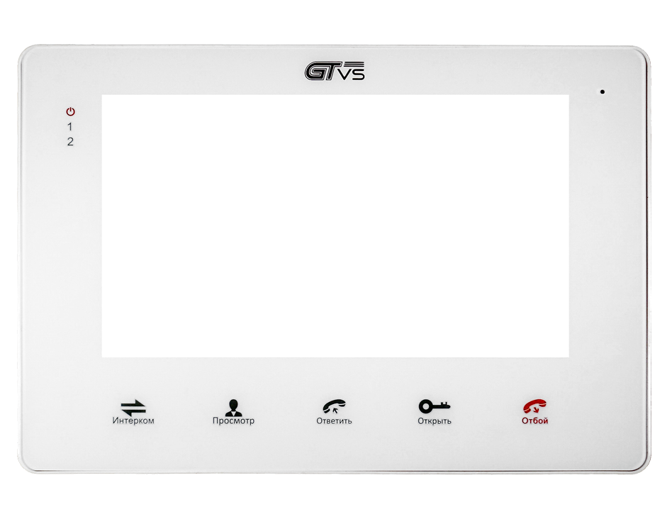 Монитор видеодомофона 7" белый. Hands-Free монитор домофона. 7-дюймовый TFT-дисплей, разрешение экрана 800х480 RGB, акриловая панель , сенсорное управление, детектор движения, часы, автоответчик. Поддержка до 4 мониторов в параллель + 2 вызывных&nbsp;&nbsp;панели&nbsp;&nbsp;+ 2 камеры + 2 ИК-датчика(НО/НЗ).