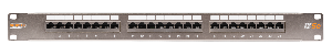 Коммутационная панель 19", 1U, 24 порта, Кат.5e (Класс D), 100МГц, RJ45/8P8C, 110/KRONE, T568A/B, полный экран, с органайзером, металлик