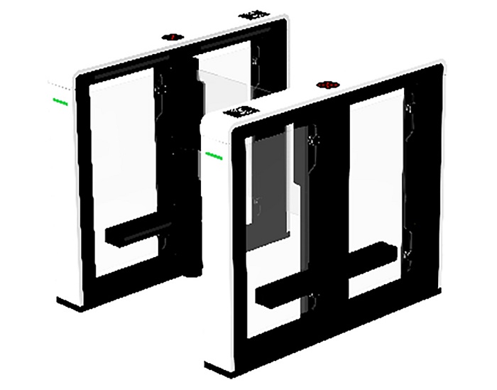 Турникет распашной (левый и правый модуль), режим антипаника, корпус - сталь, порошковое покрытие Ширина прохода, мм 660. Установка внутренняя / наружняя (под навесом).