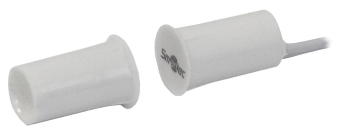 Магнитоконтактный датчик, НЗ, белый, врезной для деревянных дверей,&nbsp;&nbsp;миниатюрный, зазор 25 мм