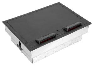 Лючок напольный, 16 модулей, горизонтальный, пластиковая крышка, серый