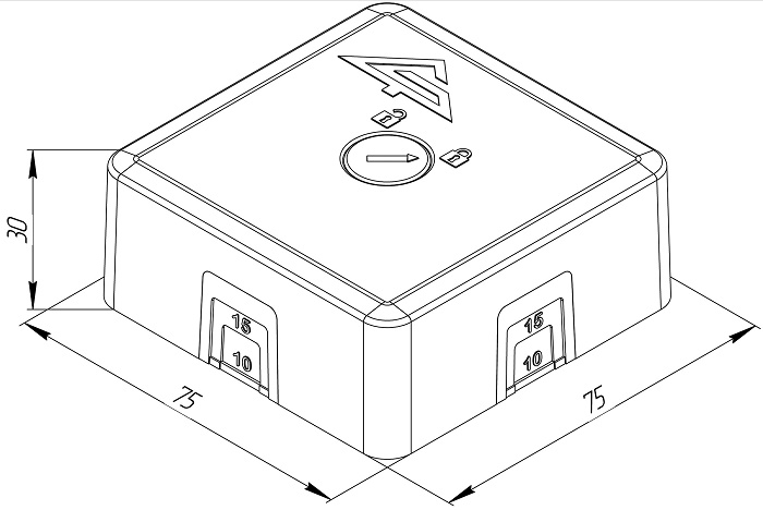 Коробка монтажная огнестойкая IP41, фарфоровый клеммник 6 контактов, до 3 мм кв., 75х75х30 мм, вводы вставки из эластичного материала, Оранжевая