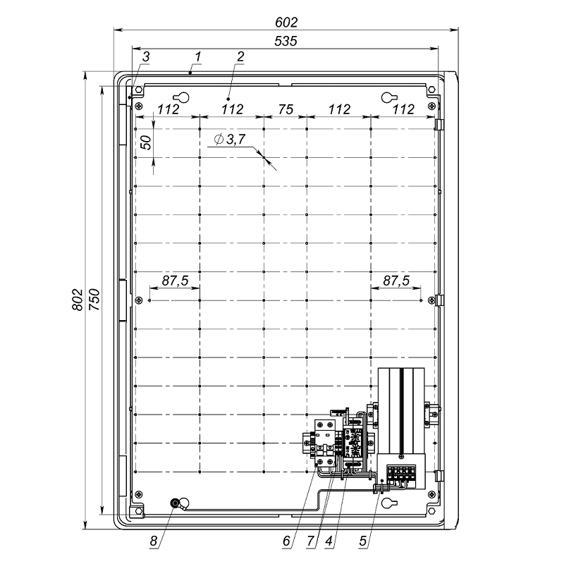 Термошкаф из армированного стекловолокном полиэстера с обогревом. Класс ударопрочности IK10. -60° ÷ + 80°C. IP66. Потребляемая мощность 350 Вт. Напряжение питания 230V ± 10% AC, 6A. 602х802х268мм.